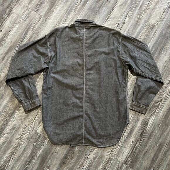 Benetton Made in Italy Gray Chambray Work Shirt XL - Picture 2 of 10